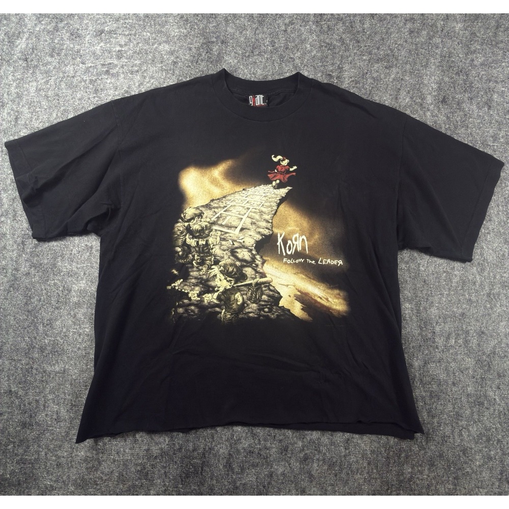 Vintage Korn Follow The Leader T Shirt Giant XXL 1998 Made USA Cut Hem 90s